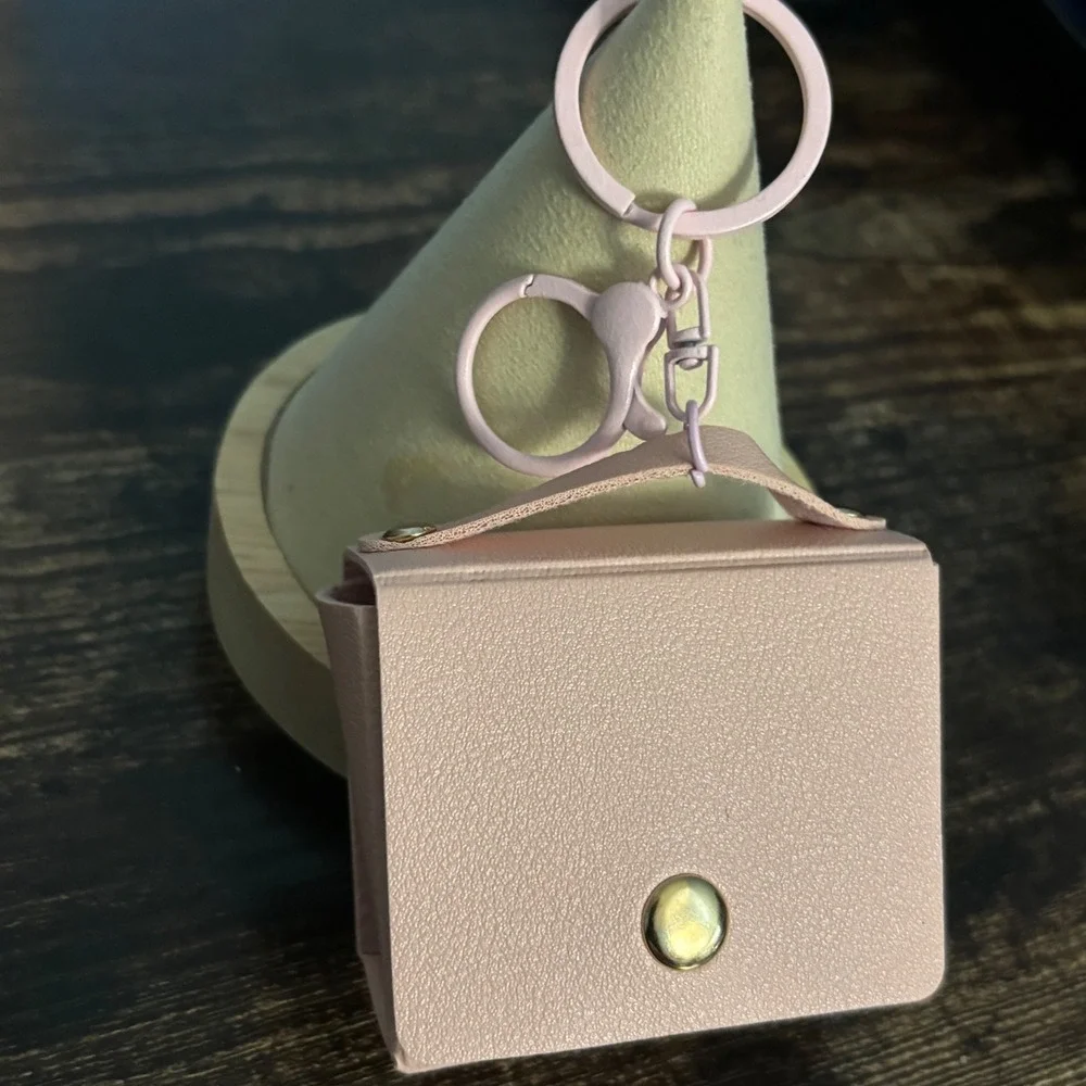 Mini Pink Faux Leather Satchel Keychain Pouch Coin Purse Bag Charm